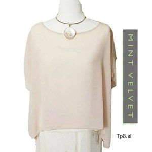 MINT VELVET Tunic Pink Sheer Hi-Low Cut Boat Neck